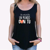 "UN MUNDO CON TU" Camiseta tirantes tallo amplo
