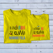 "A MÍA FILLA SE CLAMA - O MÍO PAI SE CLAMA" Pack 2 chambretas personalizables