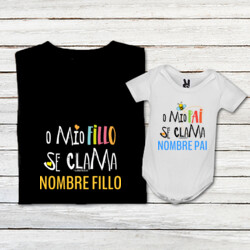 "O MÍO FILLO SE CLAMA - O MÍO PAI SE CLAMA" Pack 1 chambreta + 1 body bebé personalizables