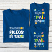 "TIENGO OS MILLORS FILLOS D'O MUNDO - YES O MILLOR PAI D'O MUNDO" Pack 1 chambreta adulto + 2 chambretas ninons
